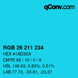 Color code: RGB 26 211 234 | qconv.com