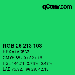Color code: RGB 26 213 103 | qconv.com