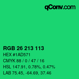 カラーコード: RGB 26 213 113 | qconv.com