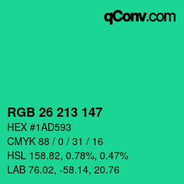 Color code: RGB 26 213 147 | qconv.com