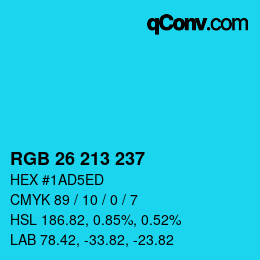 Color code: RGB 26 213 237 | qconv.com