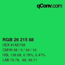 Color code: RGB 26 215 88 | qconv.com