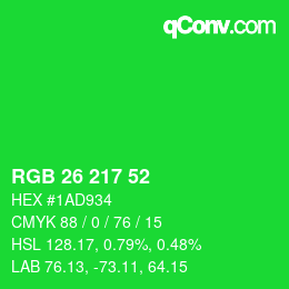 Color code: RGB 26 217 52 | qconv.com