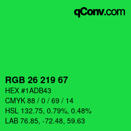 Código de color: RGB 26 219 67 | qconv.com