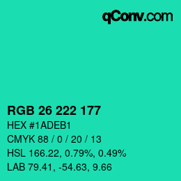 Color code: RGB 26 222 177 | qconv.com