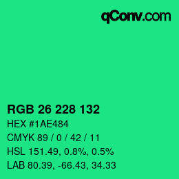 Color code: RGB 26 228 132 | qconv.com