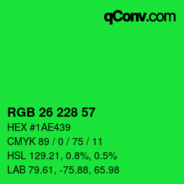 Color code: RGB 26 228 57 | qconv.com