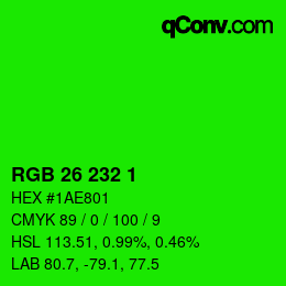 Color code: RGB 26 232 1 | qconv.com