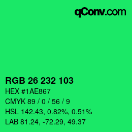 Color code: RGB 26 232 103 | qconv.com