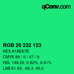 Color code: RGB 26 232 123 | qconv.com