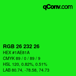 Color code: RGB 26 232 26 | qconv.com