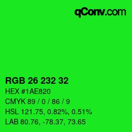 Color code: RGB 26 232 32 | qconv.com