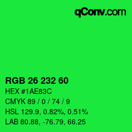 Color code: RGB 26 232 60 | qconv.com
