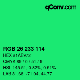 Color code: RGB 26 233 114 | qconv.com