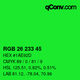 Color code: RGB 26 233 45 | qconv.com