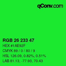 Color code: RGB 26 233 47 | qconv.com