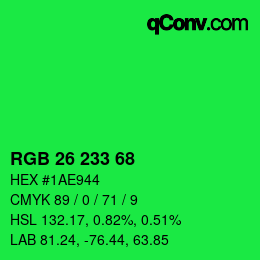 Color code: RGB 26 233 68 | qconv.com