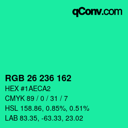 Color code: RGB 26 236 162 | qconv.com
