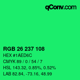 Color code: RGB 26 237 108 | qconv.com