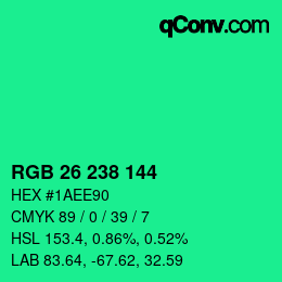 Color code: RGB 26 238 144 | qconv.com