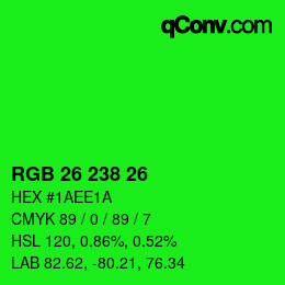 Color code: RGB 26 238 26 | qconv.com