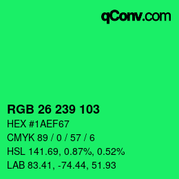 Color code: RGB 26 239 103 | qconv.com