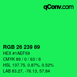 カラーコード: RGB 26 239 89 | qconv.com