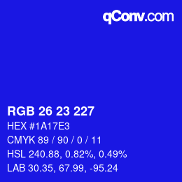 カラーコード: RGB 26 23 227 | qconv.com