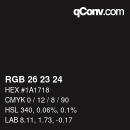 カラーコード: RGB 26 23 24 | qconv.com