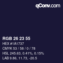 カラーコード: RGB 26 23 55 | qconv.com