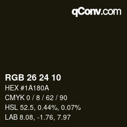 カラーコード: RGB 26 24 10 | qconv.com
