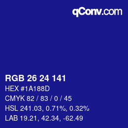 颜色代码: RGB 26 24 141 | qconv.com