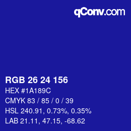 カラーコード: RGB 26 24 156 | qconv.com