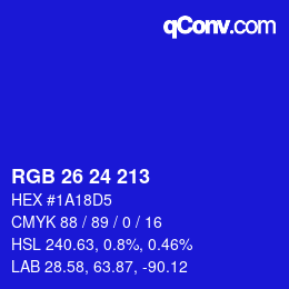 カラーコード: RGB 26 24 213 | qconv.com