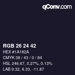 カラーコード: RGB 26 24 42 | qconv.com