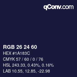 カラーコード: RGB 26 24 60 | qconv.com