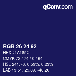 カラーコード: RGB 26 24 92 | qconv.com