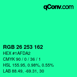 Color code: RGB 26 253 162 | qconv.com
