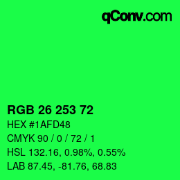 カラーコード: RGB 26 253 72 | qconv.com