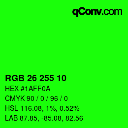カラーコード: RGB 26 255 10 | qconv.com