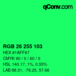 Color code: RGB 26 255 103 | qconv.com