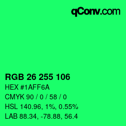 Color code: RGB 26 255 106 | qconv.com