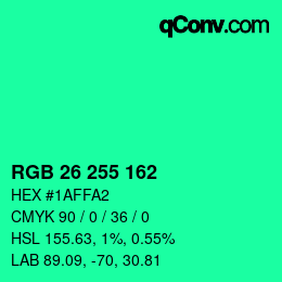 Color code: RGB 26 255 162 | qconv.com