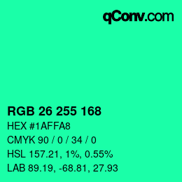 Color code: RGB 26 255 168 | qconv.com