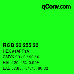 Color code: RGB 26 255 26 | qconv.com