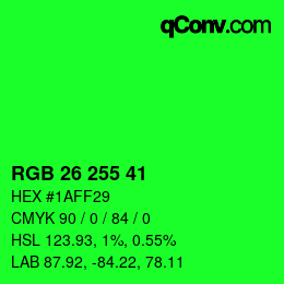颜色代码: RGB 26 255 41 | qconv.com
