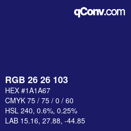 カラーコード: RGB 26 26 103 | qconv.com