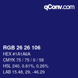 Color code: RGB 26 26 106 | qconv.com