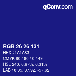 Color code: RGB 26 26 131 | qconv.com