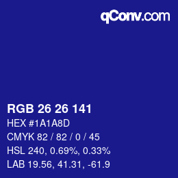 Color code: RGB 26 26 141 | qconv.com